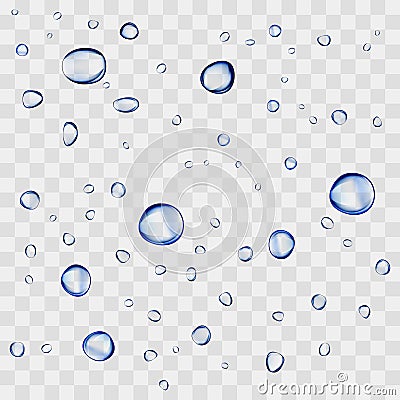Realistic vector water drops transparent background. Clean drop condensation illustration. Vector Illustration