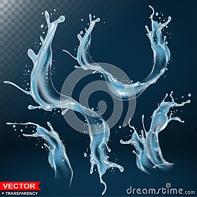 Realistic vector water splash bursts and wave Vector Illustration