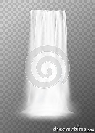 Realistic vector waterfall design. Clear water element for landscape background. Beautiful waterfall isolated on transparent Vector Illustration