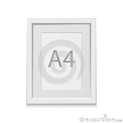 Realistic vector white picture frame for A4 format Vector Illustration