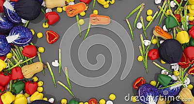 Realistic Vegetables Top View Stock Photo