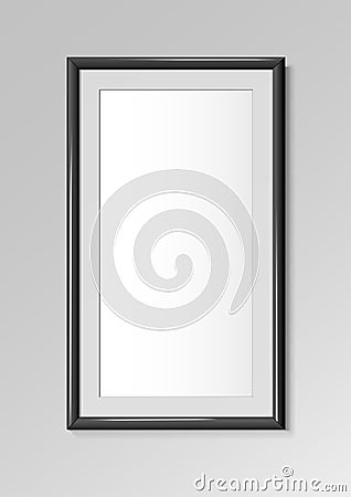 Realistic vertical frames Black color. Posters on wall Mock-up Vector Illustration