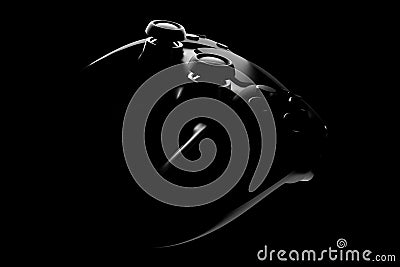 Realistic video game controller in noir lights on black table background Stock Photo