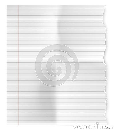 Realistic vintage torn sheet of notebook paper Stock Photo