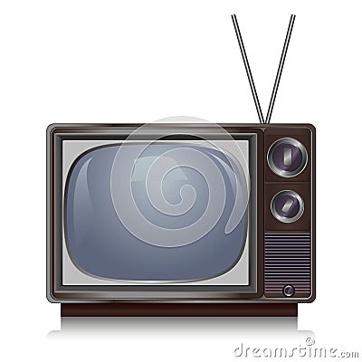 Realistic vintage TV isolated on white, retro Vector Illustration