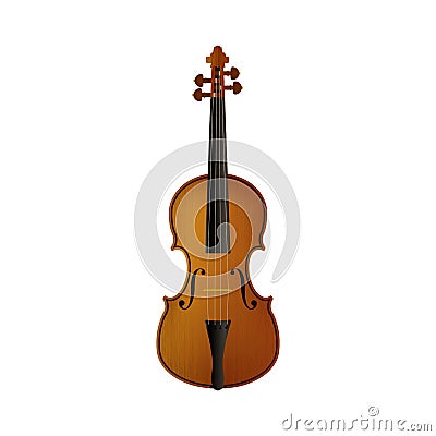 Realistic violin isolated white background. Vector Illustration