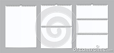 Realistic wall calendars. Notebook bind paper calendar with iron spiral. Vector illustration empty white realistic Vector Illustration