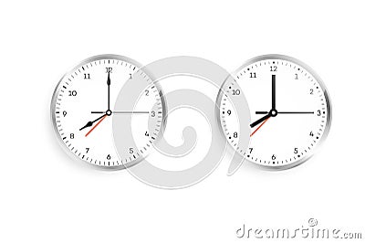 Realistic Wall Clock. Isolated On White Backgound Vector Illustration Vector Illustration