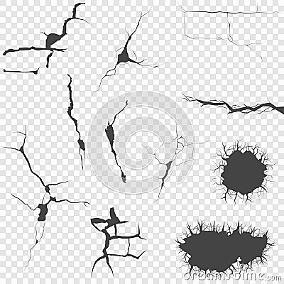 Realistic wall cracks. Grunge vector texture with scratches and cracks Vector Illustration