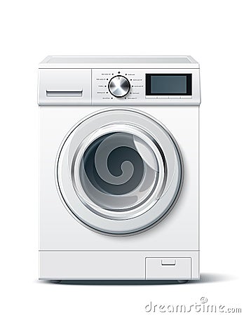 Vector realistic washing machine white 3d mockup Vector Illustration