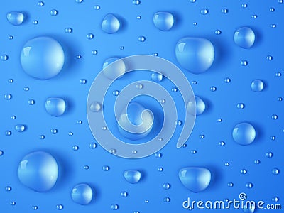 Realistic water drop. Rain droplet splashes, transparent teardrops. Closeup rain drops on wet surface. Vector texture Vector Illustration