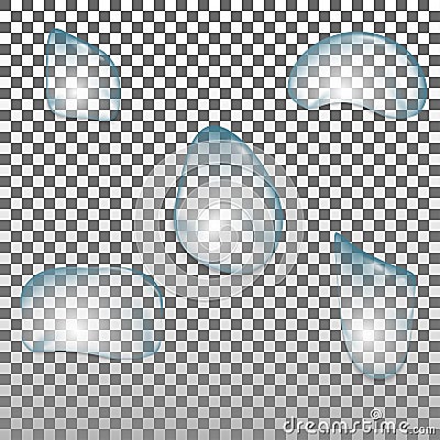 Realistic water droplets on a transparent background Vector Illustration