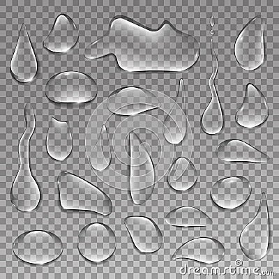 Realistic water drops splash liquid transparent isolated vector illustration Vector Illustration