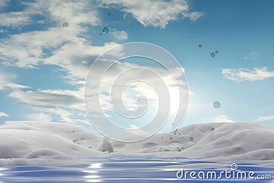 Realistic water foam background 3D bubble and sky empty product placement Stock Photo