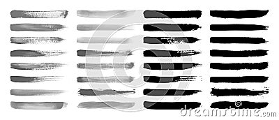 Realistic Watercolor Brushes with Black and Gray Brush Strokes Vector Set Vector Illustration