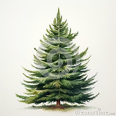 Realistic Watercolor Pine Tree Illustration By Beatrice Potter Cartoon Illustration