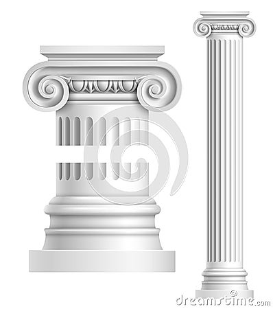 Realistic white antique column Vector Illustration