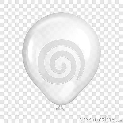 Realistic white balloon, on transparent background. Vector Illustration