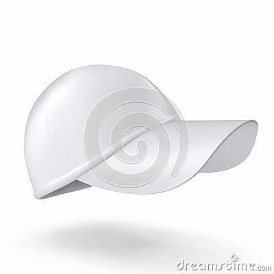 Realistic white baseball cap isolated on white background. Cartoon Illustration