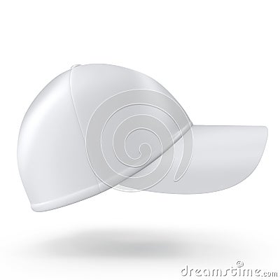 Realistic white baseball cap isolated on white background. Cartoon Illustration