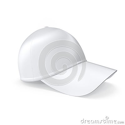 Realistic white baseball cap isolated on white background. Cartoon Illustration