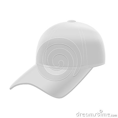 Realistic White Baseball Cap Template Mockup. Vector Vector Illustration