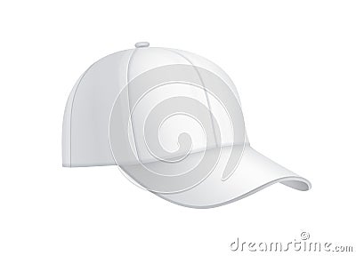 Realistic white baseball cap Vector Illustration