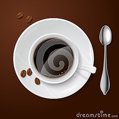 Realistic white with black coffee Vector Illustration