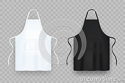 Realistic white and black kitchen apron. Vector illustration. Vector Illustration