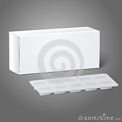 Realistic white blank paper medicine package box Vector Illustration