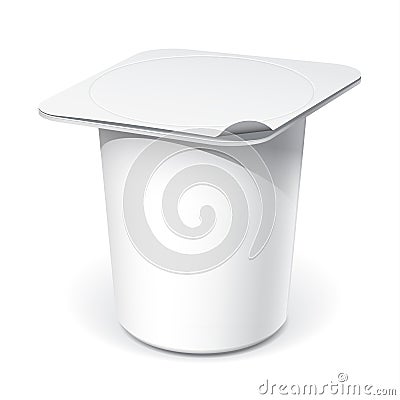 Realistic White blank plastic container for yogurt Vector Illustration