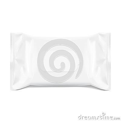 Realistic White Blank template Packaging Foil for wet wipes. realistic foil package. Vector Illustration