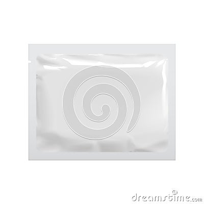 Realistic White Blank template Packaging Foil wet wipes Pouch Medicine. Vector Illustration