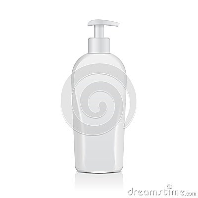 Realistic White Cosmetic Bottles. Tube Or Container For Cream, Ointment, Lotion. Cosmetic Vial for Shampoo, Soap. Vector Vector Illustration