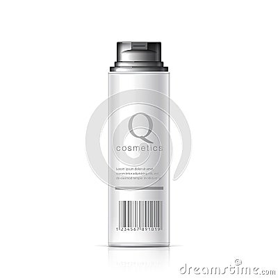 Realistic White Cosmetics bottle can Spray Vector Illustration