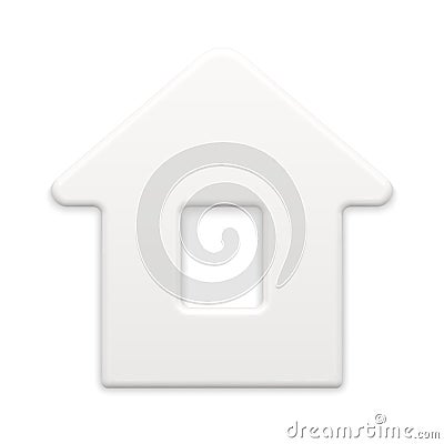 Realistic white cute slim metallic bauble family house 3d template decorative design vector Vector Illustration