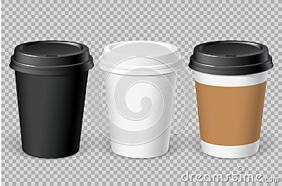 Realistic White Disposable paper Cup Vector Illustration