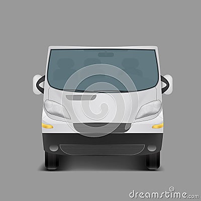 Realistic white minivan, city minibus Vector Illustration