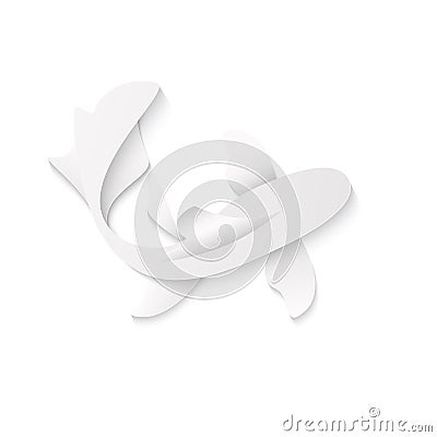 Realistic white paper fish greeting card symbol top view vector illustration. Vector Illustration