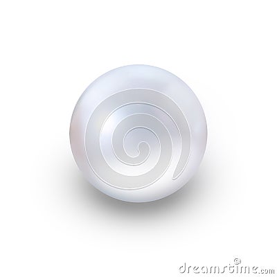 Realistic white pearl with shadow isolated on white background Stock Photo