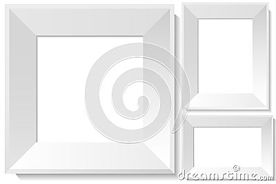 Realistic white photo frames Vector Illustration