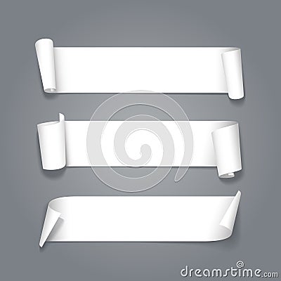 Realistic white ribbons for your design project. Vector Illustration