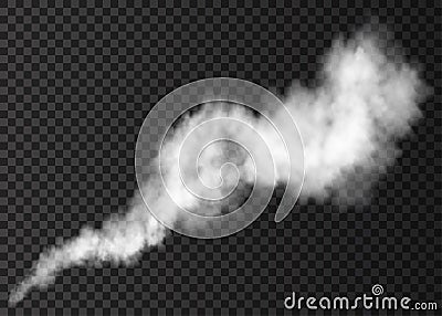 Realistic white smoke puff. Vector Illustration