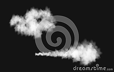 Realistic white smoke puff isolated on transparent background Vector Illustration