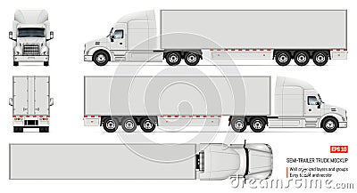 Realistic white truck vector illustration Vector Illustration