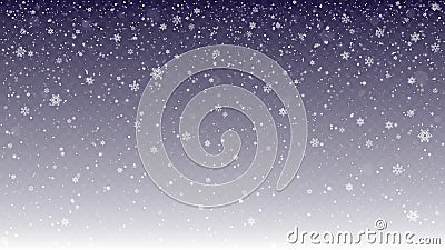 Realistic winter snowfall effect, snowflakes and snow particle fall down. Christmas, new year blizzard scene, overlay Vector Illustration