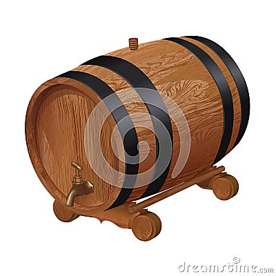 Realistic wooden barrel Vector Illustration