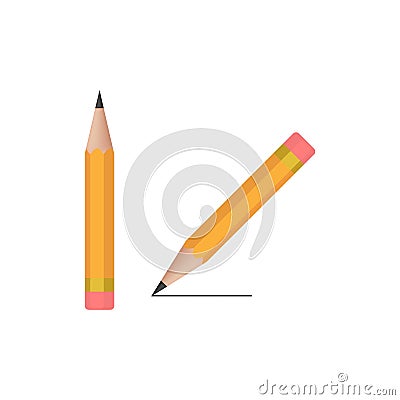 Realistic wooden writing pencil vector icon. Vector Illustration