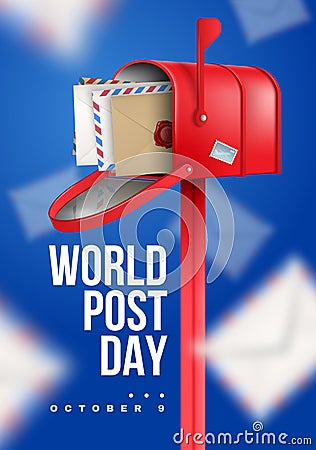 Realistic World Post Day Poster Vector Illustration