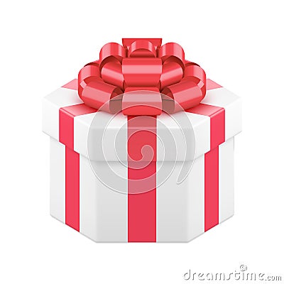 Realistic Xmas congratulations festive luxury package for present storage 3d template vector Vector Illustration